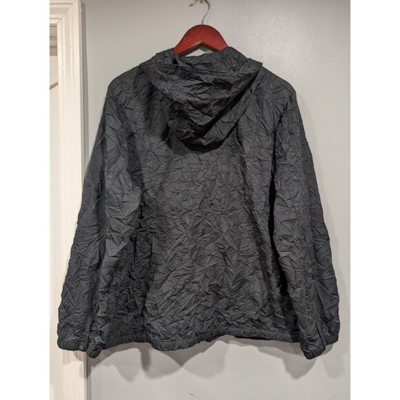 Chicos Womens Zenergy Hooded Jacket Black Full Zip Pockets Crinkle Fabric 3 (XL) - Picture 3 of 16